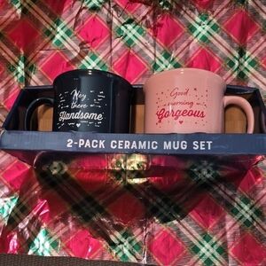 Perfect For A Couple 💕 Charming Ceramic His & Hers Mug Set - Navy Blue and Pink